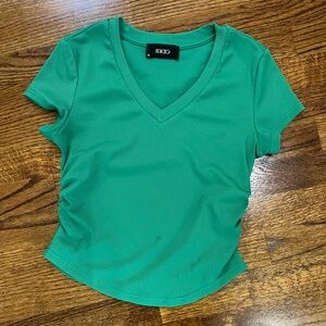Cider Jade V-Neck Ribbed Tee